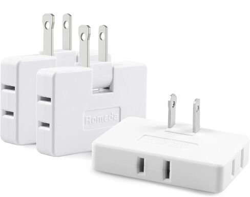 3 Pack AC Flat Wall Outlet Extender Flat Plug Adapter Outlet, Fold-Able 3 Way Wall Adapter Mani Plug for Home and Travel (White) in Saudi Arabia