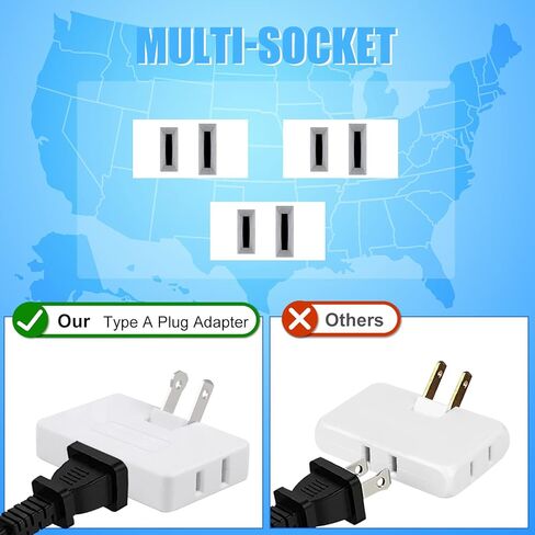 3 Pack AC Flat Wall Outlet Extender Flat Plug Adapter Outlet, Fold-Able 3 Way Wall Adapter Mani Plug for Home and Travel (White) in Saudi Arabia