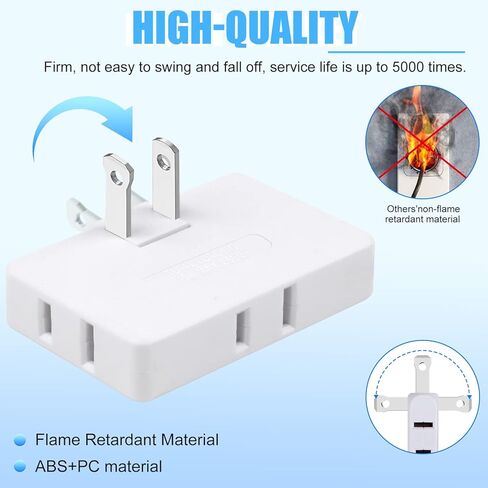 3 Pack AC Flat Wall Outlet Extender Flat Plug Adapter Outlet, Fold-Able 3 Way Wall Adapter Mani Plug for Home and Travel (White) in Saudi Arabia