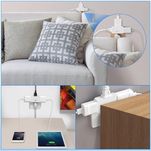 3 Pack AC Flat Wall Outlet Extender Flat Plug Adapter Outlet, Fold-Able 3 Way Wall Adapter Mani Plug for Home and Travel (White) in Saudi Arabia