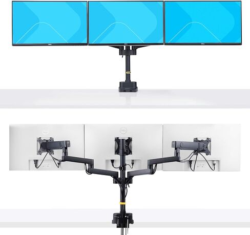 حامل مكتبي ثلاثي الشاشات من StarTech.com لما يصل إلى ثلاث شاشات مقاس 27 بوصة، VESA 75x75/100x100، تعديلات ذراع بدون أدوات in Kuwait