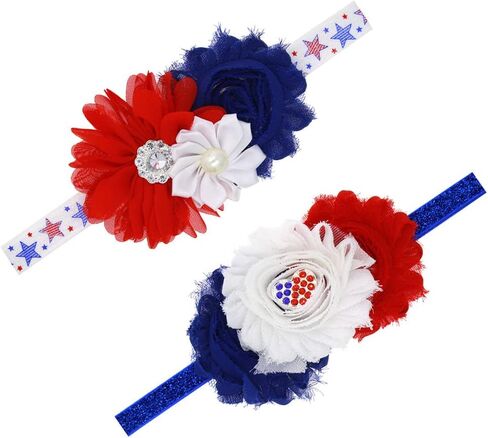 Patriotic Flower Baby Headband 4th of July Flower Hair Band Baby Flag Headwear JHN45 (A5) in Saudi Arabia