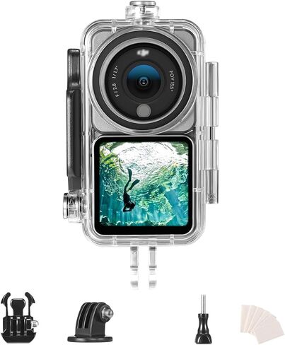 حافظة مقاومة للماء Osmo Action 2، حافظة غوص بطول 147 قدمًا/45 مترًا لـ DJI Osmo Action 2 Power Combo/DJI Action 2 ملحقات كاميرا كومبو مزدوجة الشاشة تحت الماء in Kuwait