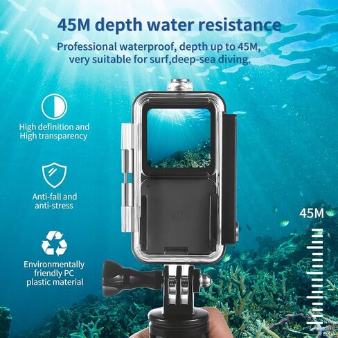 حافظة مقاومة للماء Osmo Action 2، حافظة غوص بطول 147 قدمًا/45 مترًا لـ DJI Osmo Action 2 Power Combo/DJI Action 2 ملحقات كاميرا كومبو مزدوجة الشاشة تحت الماء in Kuwait