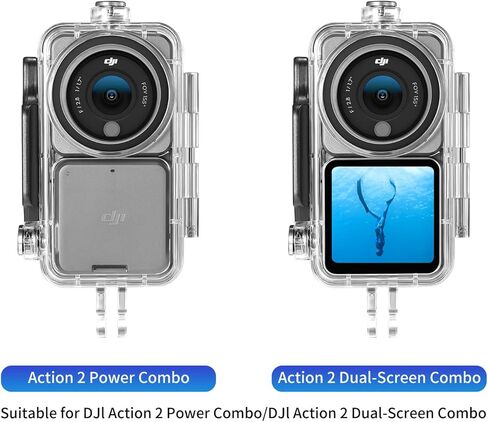 حافظة مقاومة للماء Osmo Action 2، حافظة غوص بطول 147 قدمًا/45 مترًا لـ DJI Osmo Action 2 Power Combo/DJI Action 2 ملحقات كاميرا كومبو مزدوجة الشاشة تحت الماء in Kuwait