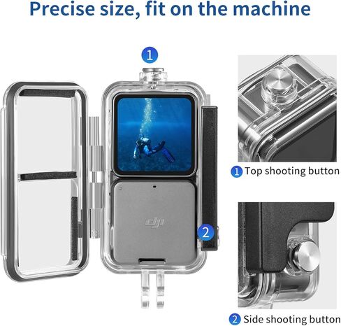 حافظة مقاومة للماء Osmo Action 2، حافظة غوص بطول 147 قدمًا/45 مترًا لـ DJI Osmo Action 2 Power Combo/DJI Action 2 ملحقات كاميرا كومبو مزدوجة الشاشة تحت الماء in Kuwait