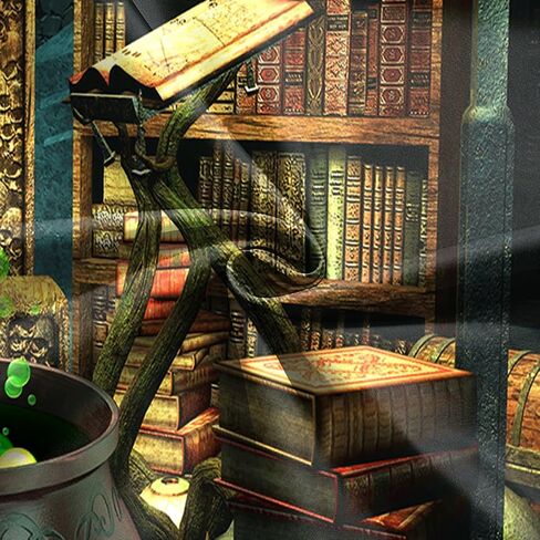 7x5Ft Halloween Backdrop Witch Room Background Photography Bookshelf Cauldron Boiling Smoke Baby Shower Banner Halloween Party Decorations Photoshoot Backdrops in Kuwait