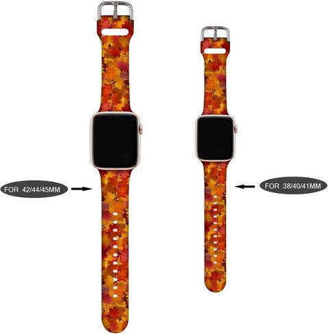 Compatible With Fall Thanksgiving Apple Watch 38/40/41/42/44/45mm For Women Men,Soft Silicone Halloween Gifts Christmas Decorations Replacement Wristband Band For Iwatch Series 8 7 6 5 4 3 2 1 SE in Saudi Arabia
