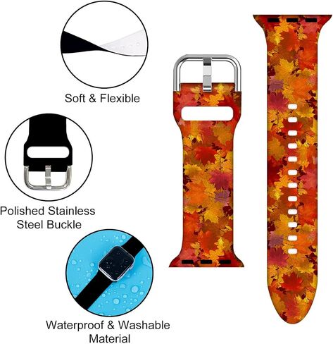 Compatible With Fall Thanksgiving Apple Watch 38/40/41/42/44/45mm For Women Men,Soft Silicone Halloween Gifts Christmas Decorations Replacement Wristband Band For Iwatch Series 8 7 6 5 4 3 2 1 SE in Saudi Arabia
