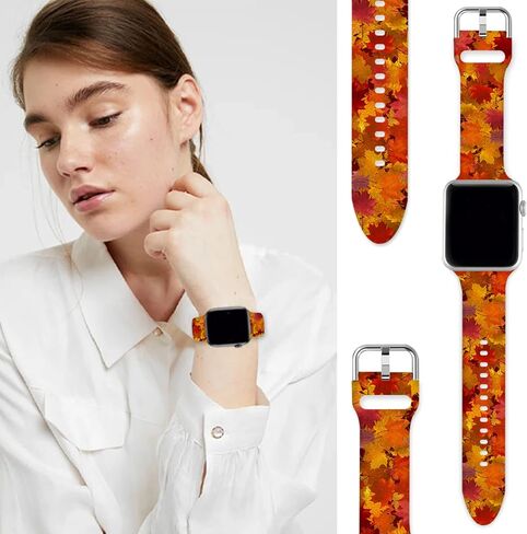 Compatible With Fall Thanksgiving Apple Watch 38/40/41/42/44/45mm For Women Men,Soft Silicone Halloween Gifts Christmas Decorations Replacement Wristband Band For Iwatch Series 8 7 6 5 4 3 2 1 SE in Saudi Arabia