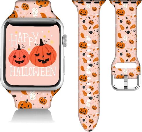 Compatible With Fall Thanksgiving Apple Watch 38/40/41/42/44/45mm For Women Men,Soft Silicone Halloween Gifts Christmas Decorations Replacement Wristband Band For Iwatch Series 8 7 6 5 4 3 2 1 SE in Saudi Arabia