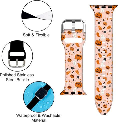 Compatible With Fall Thanksgiving Apple Watch 38/40/41/42/44/45mm For Women Men,Soft Silicone Halloween Gifts Christmas Decorations Replacement Wristband Band For Iwatch Series 8 7 6 5 4 3 2 1 SE in Saudi Arabia