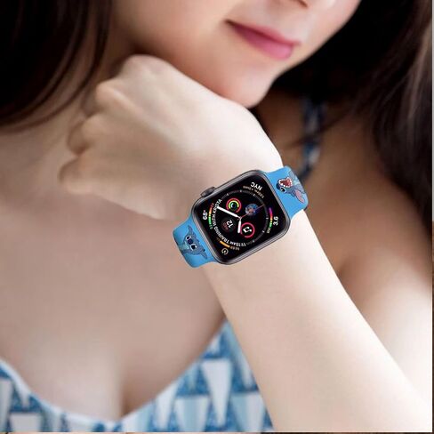 سوار ساعة لطيف متوافق مع سوار ساعة Apple 38 مم 40 مم 41 مم 42 مم 44 مم 45 مم للخياطة، حزام رياضي بديل من السيليكون الناعم متوافق مع iWatch SE Series 7/6/5/4/3/2/1 للأطفال in Saudi Arabia