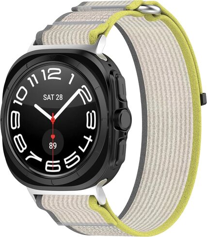 Compatible with Samsung Galaxy Watch 7 Ultra 47mm Band (2024 New), Quick Release Nylon HOOK LOOP Replacement Sport Strap Women Men Accessory Fit for Samsung Galaxy Watch Ultra Band, Yellow Gray in Saudi Arabia