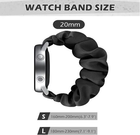 Scrunchie Watch Band 20mm for Women Compatible with Samsung Galaxy Watch Active 2 44mm 40mm/Active 40mm/Galaxy Watch 3 41mm/Galaxy Watch 42mm/Galaxy Watch 4 44mm 40mm/Galaxy watch 5 44mm 40mm/Pro 45mm in Kuwait