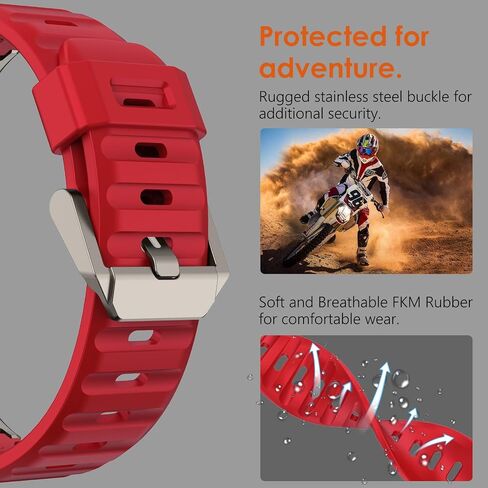 WINGLE FKM Rubber Band for Apple Watch Ultra 2 Band Ultra Band 49mm 46mm 45mm 44mm 42mm for Men Series 10 9 8 7 SE 6 5 4 3 2 1, Rugged FKM Military iWatch Sport Silicone Band with Metal Connector in Saudi Arabia