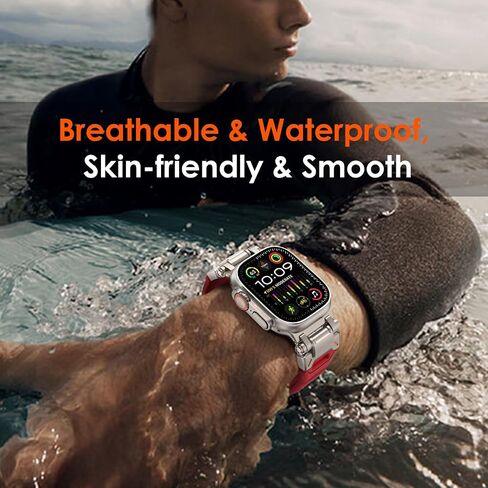 WINGLE FKM Rubber Band for Apple Watch Ultra 2 Band Ultra Band 49mm 46mm 45mm 44mm 42mm for Men Series 10 9 8 7 SE 6 5 4 3 2 1, Rugged FKM Military iWatch Sport Silicone Band with Metal Connector in Saudi Arabia