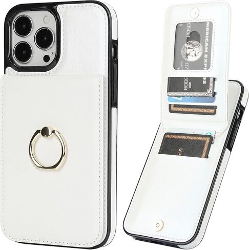 KIHUWEY لهاتف iPhone 13 Pro Max، حافظة محفظة وحامل بطاقات، أبيض in Saudi Arabia
