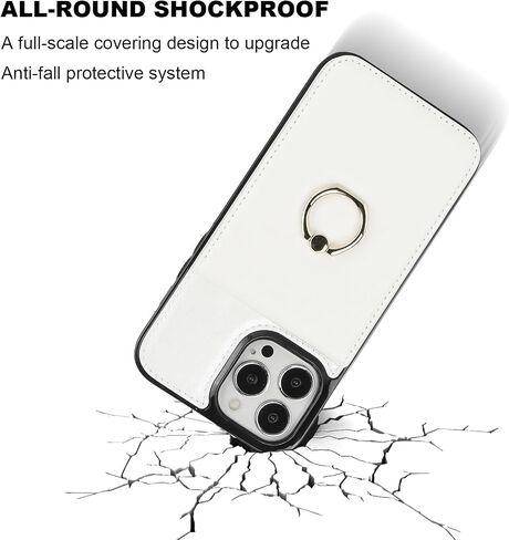 KIHUWEY لهاتف iPhone 13 Pro Max، حافظة محفظة وحامل بطاقات، أبيض in Saudi Arabia