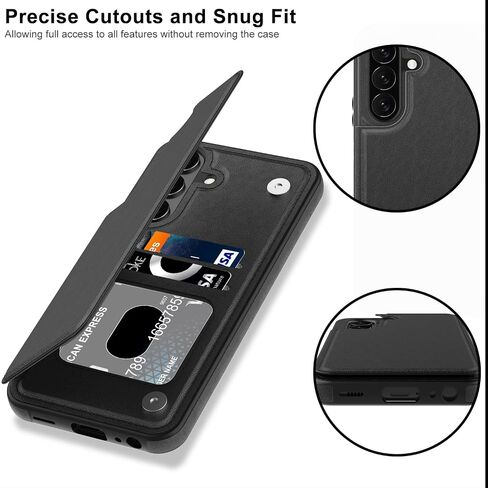 LETO for Samsung Galaxy A15 5G Wallet Case - Flip Folio Leather Cover - Card Holder, Kickstand - Fashionable Designs - Shockproof Protective Phone Case for Women and Girls - 6.5" - Black in Saudi Arabia