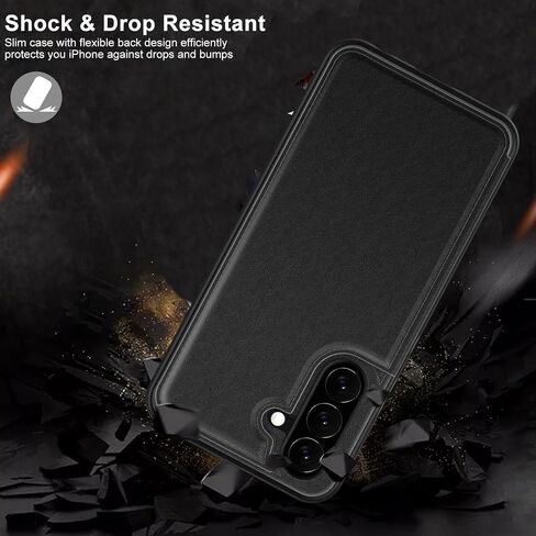LETO for Samsung Galaxy A15 5G Wallet Case - Flip Folio Leather Cover - Card Holder, Kickstand - Fashionable Designs - Shockproof Protective Phone Case for Women and Girls - 6.5" - Black in Saudi Arabia