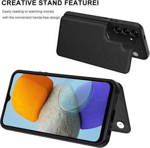 LETO for Samsung Galaxy A15 5G Wallet Case - Flip Folio Leather Cover - Card Holder, Kickstand - Fashionable Designs - Shockproof Protective Phone Case for Women and Girls - 6.5" - Black in Saudi Arabia