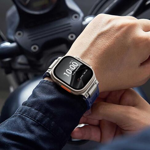 R-Steel متوافق مع Apple Watch Ultra/Ultra 2 Band - 49 مم للرجال والنساء، أربطة رياضية ناعمة مقاومة للماء حزام عسكري من مادة TPU لسلسلة iWatch 10 46 مم 9/8/7 45 مم SE2/SE/6/5/4 44 مم 3/2/ 1 42 ملم in Kuwait