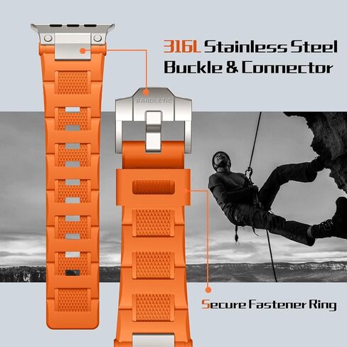 R-Steel متوافق مع Apple Watch Ultra/Ultra 2 Band - 49 مم للرجال والنساء، أربطة رياضية ناعمة مقاومة للماء حزام عسكري من مادة TPU لسلسلة iWatch 10 46 مم 9/8/7 45 مم SE2/SE/6/5/4 44 مم 3/2/ 1 42 ملم in Kuwait