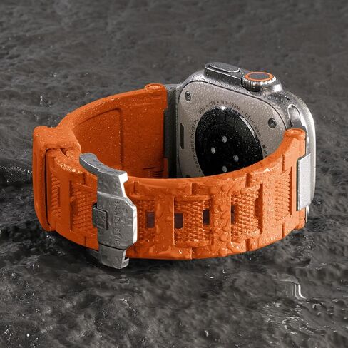 R-Steel متوافق مع Apple Watch Ultra/Ultra 2 Band - 49 مم للرجال والنساء، أربطة رياضية ناعمة مقاومة للماء حزام عسكري من مادة TPU لسلسلة iWatch 10 46 مم 9/8/7 45 مم SE2/SE/6/5/4 44 مم 3/2/ 1 42 ملم in Kuwait