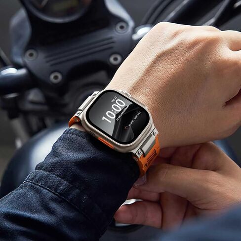 R-Steel متوافق مع Apple Watch Ultra/Ultra 2 Band - 49 مم للرجال والنساء، أربطة رياضية ناعمة مقاومة للماء حزام عسكري من مادة TPU لسلسلة iWatch 10 46 مم 9/8/7 45 مم SE2/SE/6/5/4 44 مم 3/2/ 1 42 ملم in Kuwait