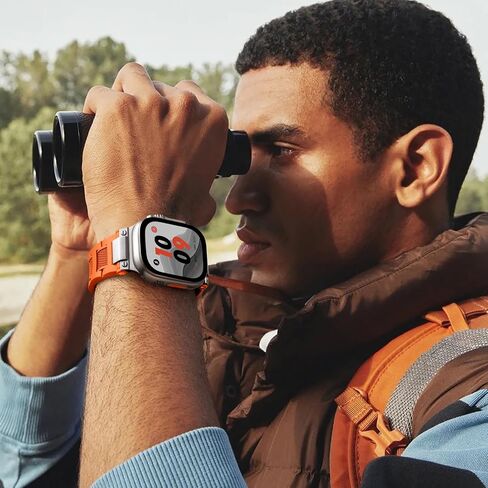 R-Steel متوافق مع Apple Watch Ultra/Ultra 2 Band - 49 مم للرجال والنساء، أربطة رياضية ناعمة مقاومة للماء حزام عسكري من مادة TPU لسلسلة iWatch 10 46 مم 9/8/7 45 مم SE2/SE/6/5/4 44 مم 3/2/ 1 42 ملم in Kuwait