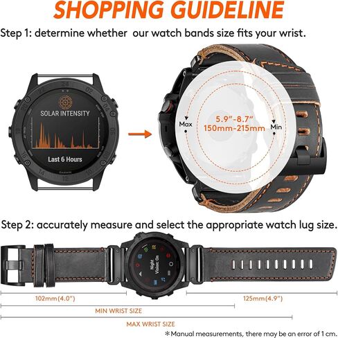 سوار ساعة من الجلد الناعم من Horween متوافق مع Garmin، حزام لـ Fenix/Forerunner/Approach/MARQ/Quatix / D2 Series/Instinct/Epix/Tactix/Foretrex in Kuwait