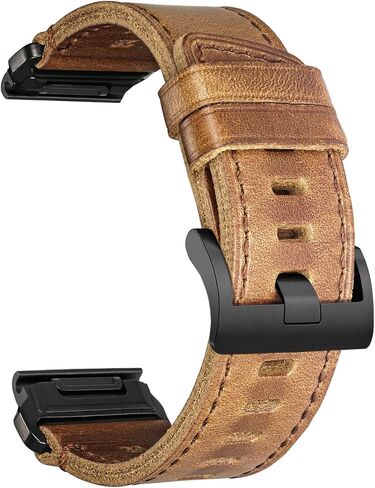 سوار ساعة من الجلد الناعم من Horween متوافق مع Garmin، حزام لـ Fenix/Forerunner/Approach/MARQ/Quatix / D2 Series/Instinct/Epix/Tactix/Foretrex in Kuwait