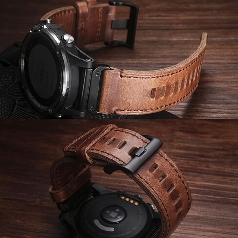 سوار ساعة من الجلد الناعم من Horween متوافق مع Garmin، حزام لـ Fenix/Forerunner/Approach/MARQ/Quatix / D2 Series/Instinct/Epix/Tactix/Foretrex in Kuwait