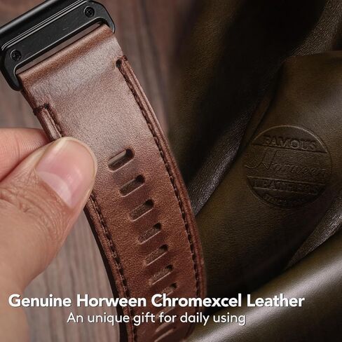 سوار ساعة من الجلد الناعم من Horween متوافق مع Garmin، حزام لـ Fenix/Forerunner/Approach/MARQ/Quatix / D2 Series/Instinct/Epix/Tactix/Foretrex in Kuwait