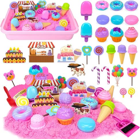 Hymaz Sandbox Playset-Unicorn Sand Play Kit, Sensory Toys for Kids Ages 3 and up, Sandbox with Lid & Sand Castle Molds & Unicorn Toys for Boys Girls Age 3 4-8 Gifts in Saudi Arabia