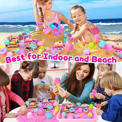 Hymaz Sandbox Playset-Unicorn Sand Play Kit, Sensory Toys for Kids Ages 3 and up, Sandbox with Lid & Sand Castle Molds & Unicorn Toys for Boys Girls Age 3 4-8 Gifts in Saudi Arabia
