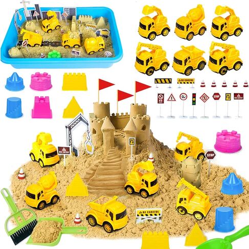 Hymaz Sandbox Playset-Unicorn Sand Play Kit, Sensory Toys for Kids Ages 3 and up, Sandbox with Lid & Sand Castle Molds & Unicorn Toys for Boys Girls Age 3 4-8 Gifts in Saudi Arabia
