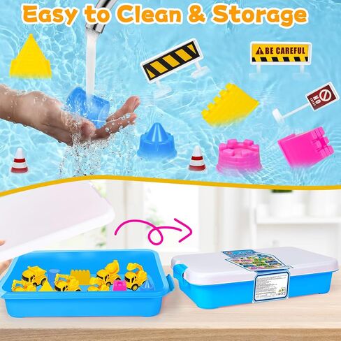 Hymaz Sandbox Playset-Unicorn Sand Play Kit, Sensory Toys for Kids Ages 3 and up, Sandbox with Lid & Sand Castle Molds & Unicorn Toys for Boys Girls Age 3 4-8 Gifts in Saudi Arabia