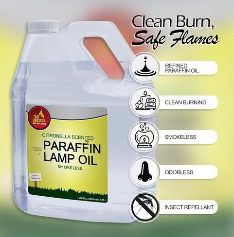 زيت مصباح معطر بالسترونيلا، 32 أونصة - زيت مصباح بارافين طارد للبعوض والحشرات عديمة الدخان والرائحة للفوانيس الداخلية والخارجية، والمشاعل، وشمعة الزيت - من نير ميتزفه in Saudi Arabia