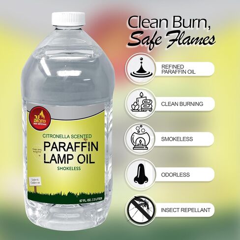 Citronella Scented Lamp Oil, 32 Ounce - Smokeless and Odorless Insect and Mosquito Repellent Paraffin Lamp Oil for Indoor and Outdoor Lanterns, Torches, Oil Candle - by Ner Mitzvah in Kuwait