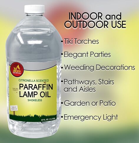 Citronella Scented Lamp Oil, 32 Ounce - Smokeless and Odorless Insect and Mosquito Repellent Paraffin Lamp Oil for Indoor and Outdoor Lanterns, Torches, Oil Candle - by Ner Mitzvah in Kuwait