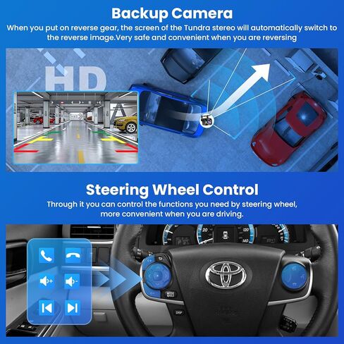 ستيريو راديو السيارة 4G+64G لسيارة Toyota Camry 2012 2013 2014، Carplay اللاسلكي وAndroid Auto مع Android 12 يدعم بلوتوث/GPS/WiFi/كاميرا احتياطية/SWC/FM، شاشة لمس IPS 10.2 بوصة لكامري in Kuwait
