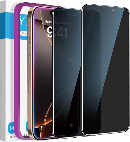 YMHML 2 Pack Compatible for iPhone 16 Pro Max Privacy Screen Protector Tempered Glass, Anti Spy Privacy Screen iPhone 16 Pro Max 6.9 Inch Accessories, Case Friendly Film, Easy Installation Tool in Saudi Arabia
