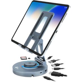 SIIG USB-C Hub Stand - iPhone 15 / iPad mini/Tablet Stand Docking Station, Rotatable Base/Foldable Holder, 4K 60Hz HDMI, USB-A & USB-C 5Gbps, PD 88W, 3.5mm Audio/Mic, SD/TF, for iPad/Surface Pro 9