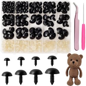 MAOQIAN 960PCS Safety Eyes for Amigurumi, 5-14mm, 7 Sizes Safety Eyes with Washers for Crocheting, DIY Crafts, Stuffed Animals