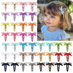 Hair Clips, 40-Pack Premium Quality Lightweight Hair Bows Snap Clips in 20 Colors, Baby Barrettes, Hair Pins, Hair Bows for Pigtails, Children Hair Accessories