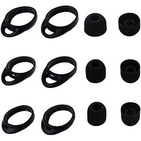 ALXCD Eartips Ear Hooks Kit Compatible with Gear iconx SM-R140, S/M/L 3 Sizes Silicone Ear Tips & Hooks, Compatible with SM-R140, Black, S M L