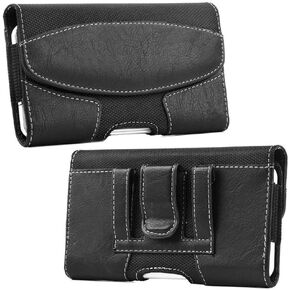 Phone Holster Belt Clip Case for Samsung Galaxy S21 FE S20 S21 S22 S23 S24 Note 10 A10e Google Pixel 8 7 7a 6a 5a 4a 3a BLU View 2 iPhone 14 13 12 Pro 11 Cell Phone Belt Holder for Men Pouch (Black-M)