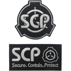 SCP Foundation Patch，Special Containment Procedures Foundation 3D Logo ，Tactical Military Patches，Hook and Loop Tactics Morale Embroidered Applique (5pcs Black)